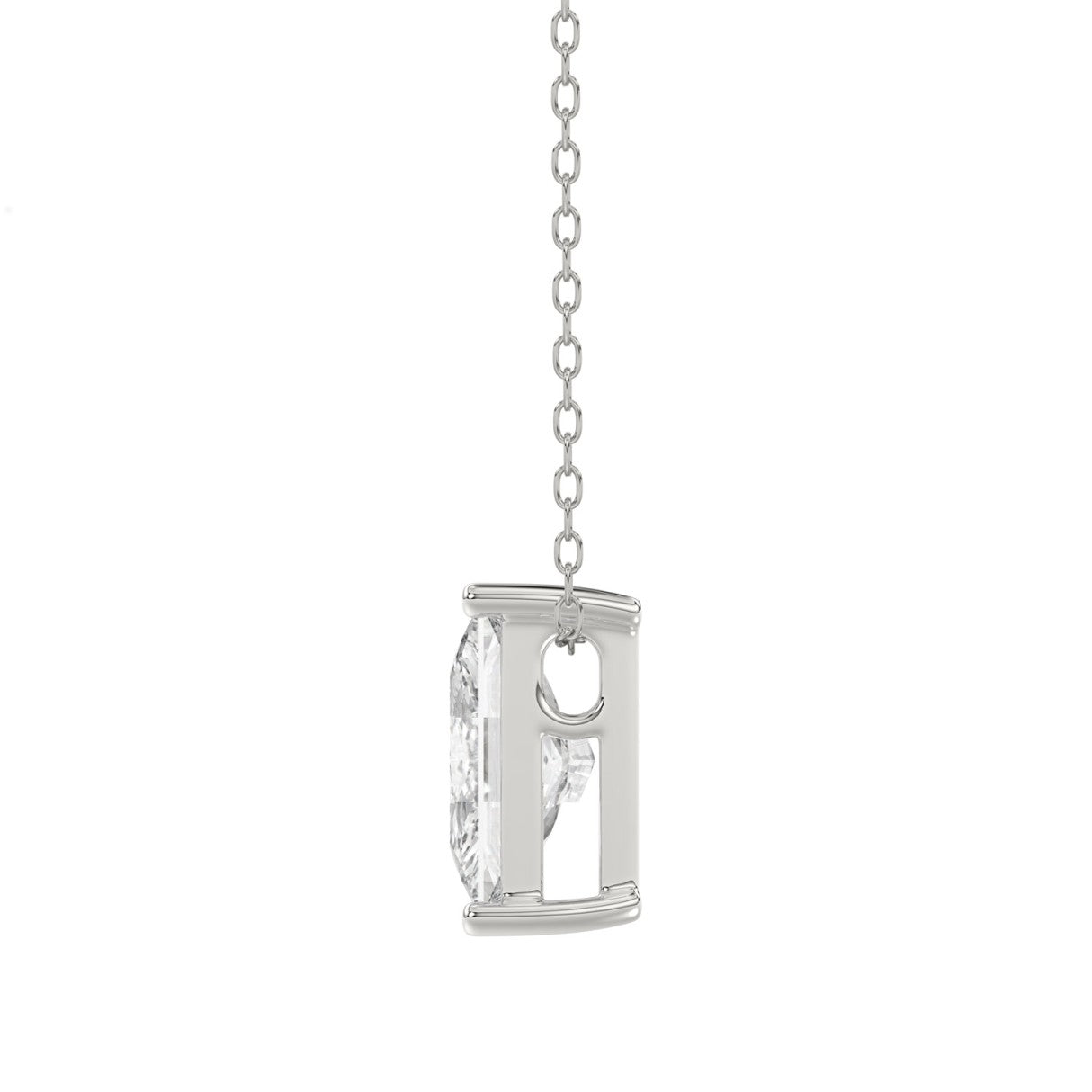 10K White Gold Diamond Initial “H” Pendant 1 1/3CT Fancy Cut Ladies Alphabet Charm with Chain