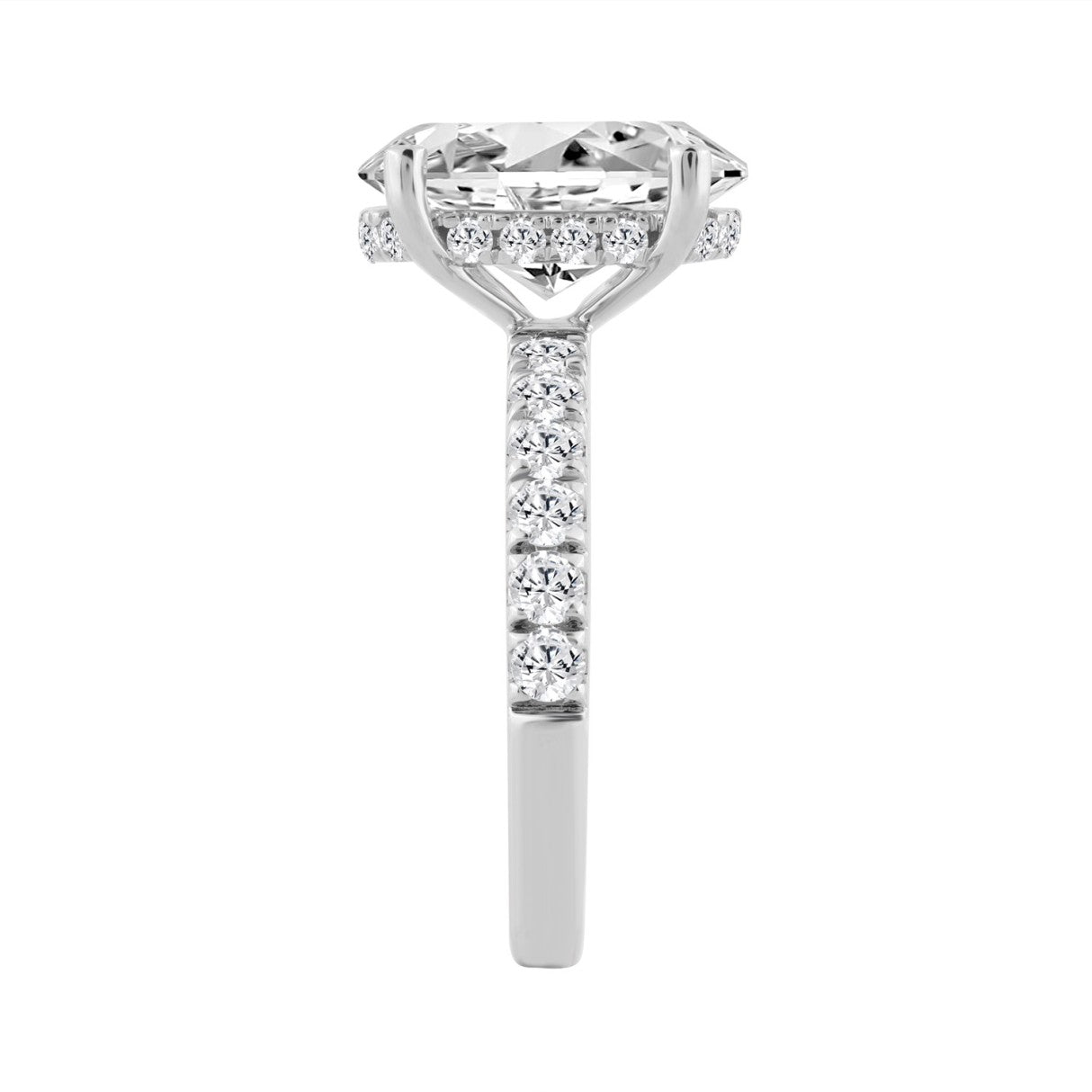 14K WHITE GOLD 4 3/4CT ROUND/OVAL DIAMOND LADIES RING (CENTER STONE OVAL DIAMOND 4CT)