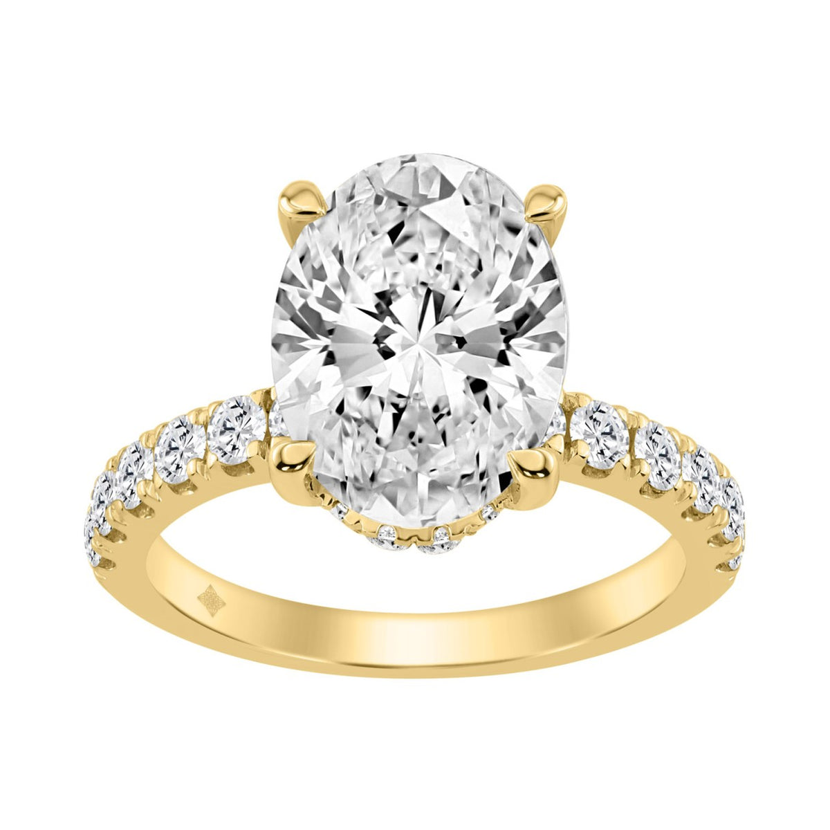 14K YELLOW GOLD 4 3/4CT ROUND/OVAL DIAMOND LADIES RING (CENTER STONE OVAL DIAMOND 4CT)