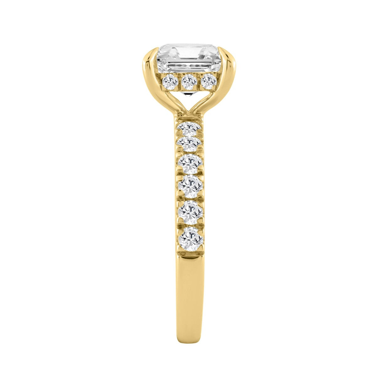 14K YELLOW GOLD 6.00CT ROUND/CUSHION DIAMOND LADIES RING (CENTER STONE CUSHION DIAMOND 5CT)