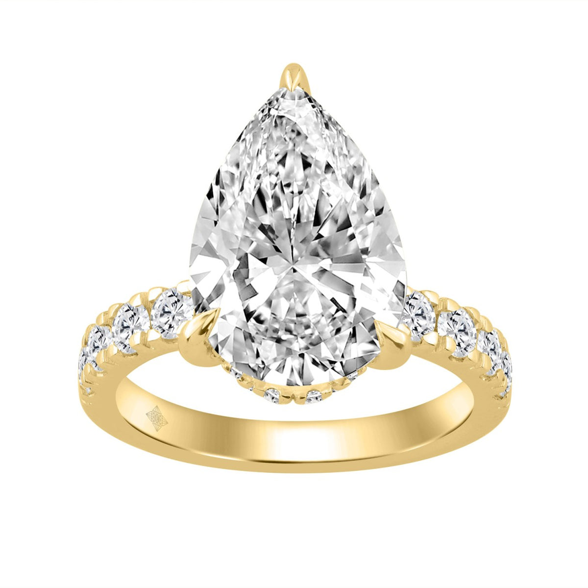 14K YELLOW GOLD 4 3/4CT ROUND/PEAR DIAMOND LADIES RING (CENTER STONE PEAR DIAMOND 4CT)