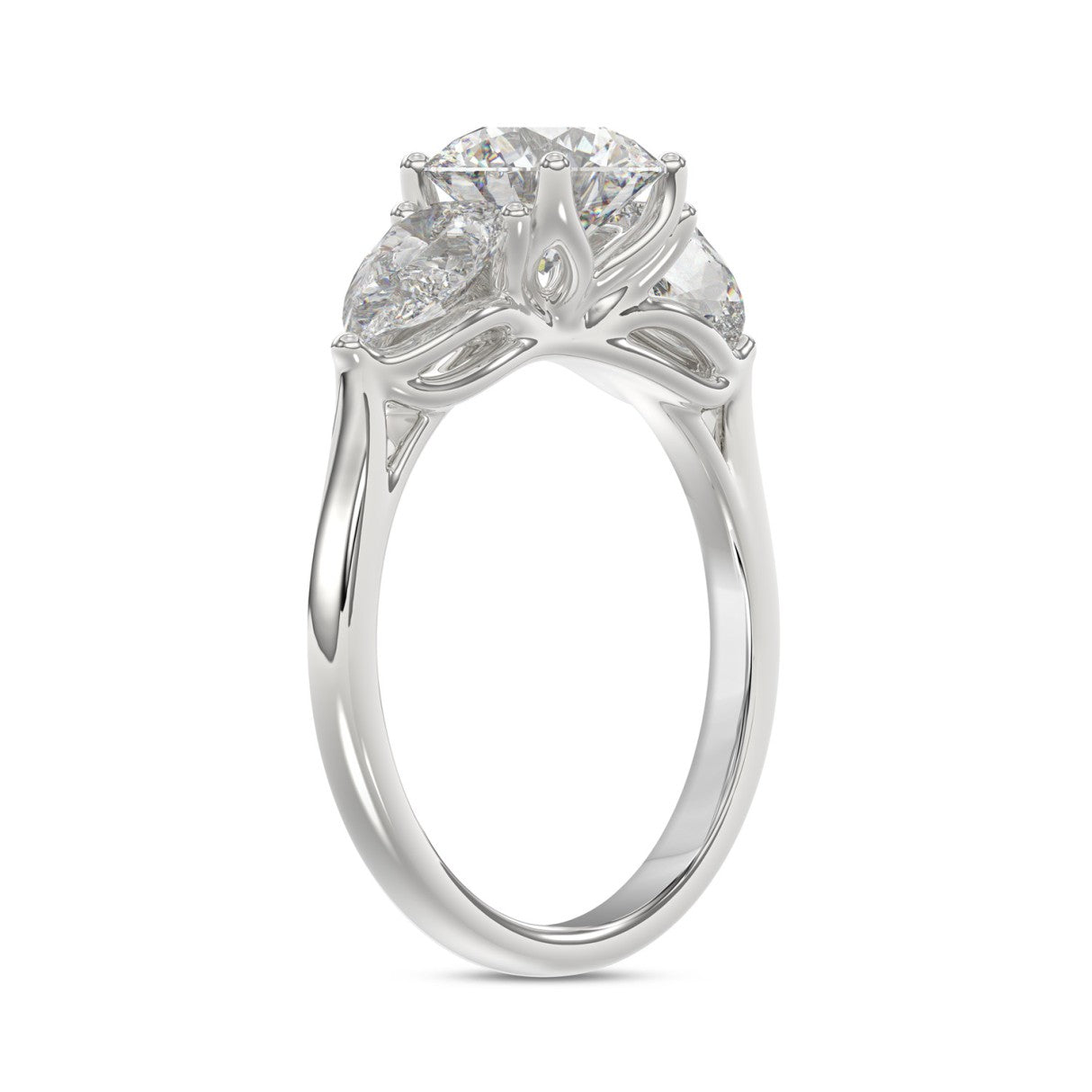 14K WHITE GOLD 2 1/3CT ROUND/PEAR DIAMOND LADIES RING (CENTER STONE ROUND DIAMOND 1 1/4CT)