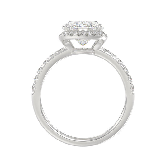 14K WHITE GOLD 4 1/2CT ROUND/OVAL DIAMOND LADIES RING (CENTER STONE OVAL DIAMOND 4.00CT &amp; Color F-G Clarity VS1/VS2)