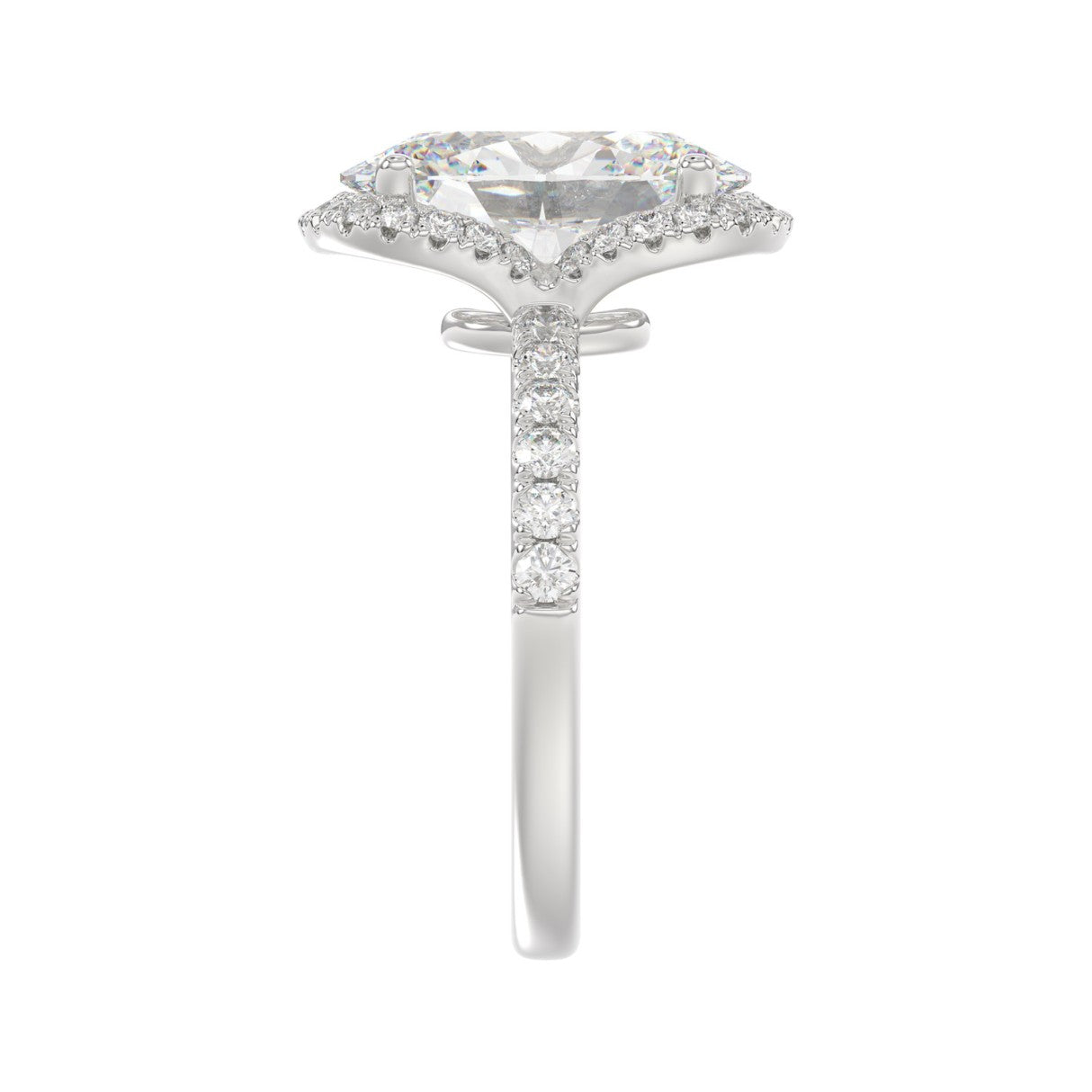 14K WHITE GOLD 4 1/2CT ROUND/OVAL DIAMOND LADIES RING (CENTER STONE OVAL DIAMOND 4.00CT &amp; Color F-G Clarity VS1/VS2)
