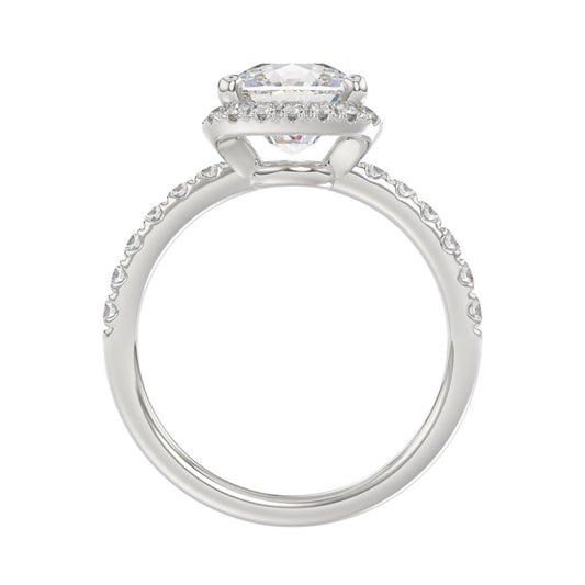 14K WHITE GOLD 4 1/2CT ROUND/CUSHION DIAMOND LADIES RING (CENTER STONE CUSHION DIAMOND 4CT &amp; Color F-G Clarity VS1/VS2)