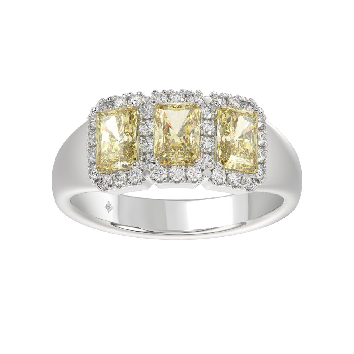 14K WHITE GOLD 1 1/2CT ROUND/YELLOW RADIANT DIAMOND LADIES RING