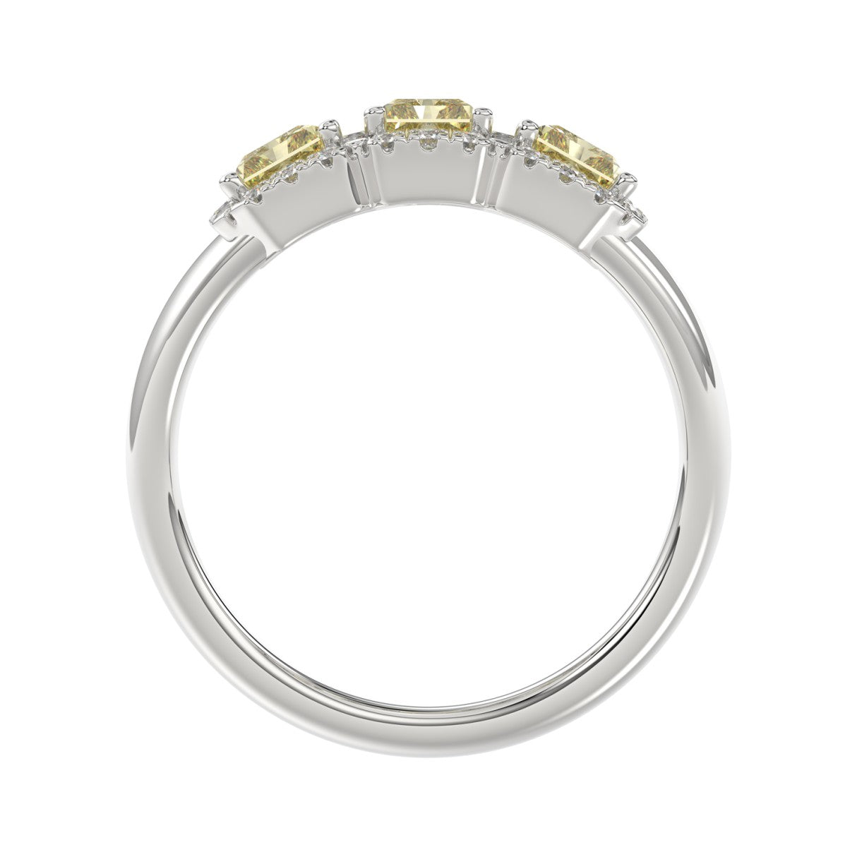 14K WHITE GOLD 1 1/2CT ROUND/YELLOW RADIANT DIAMOND LADIES RING