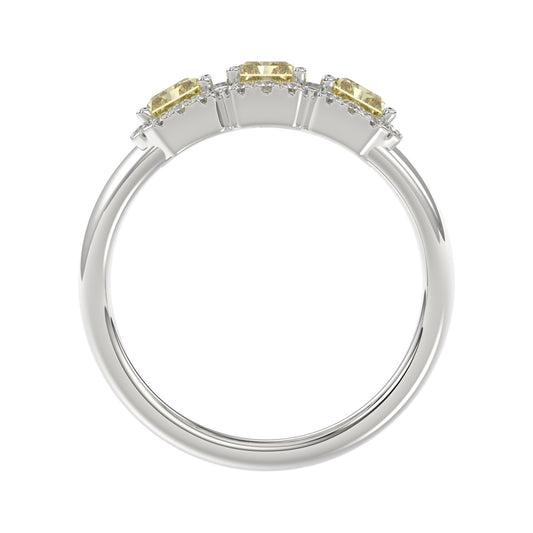 14K WHITE GOLD 1 1/2CT ROUND/YELLOW RADIANT DIAMOND LADIES RING