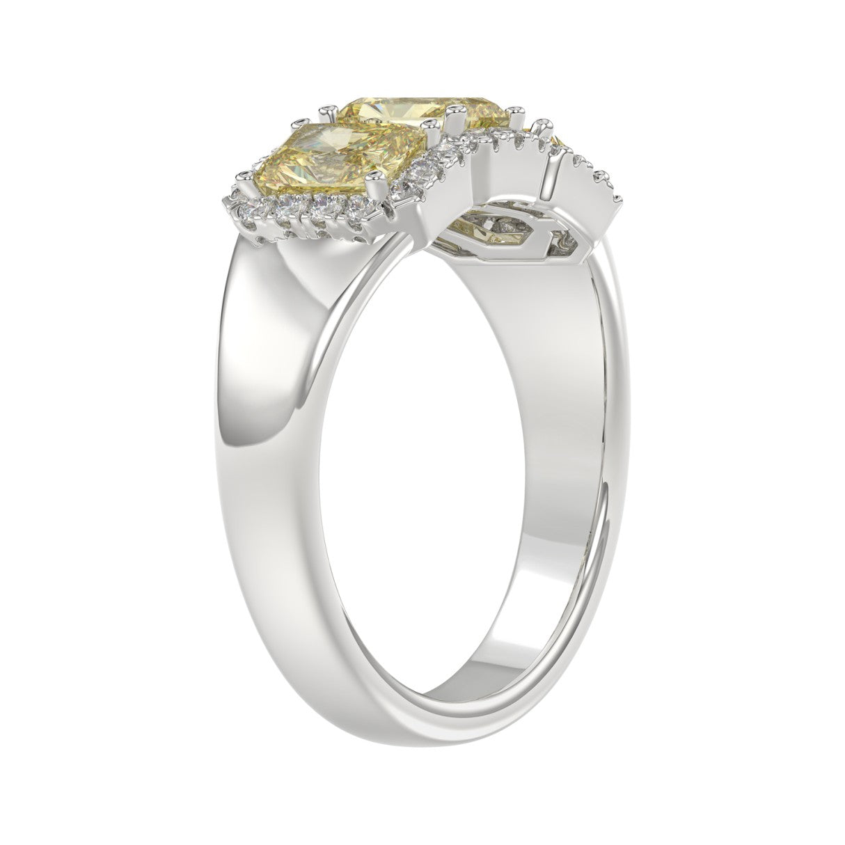 14K WHITE GOLD 1 1/2CT ROUND/YELLOW RADIANT DIAMOND LADIES RING