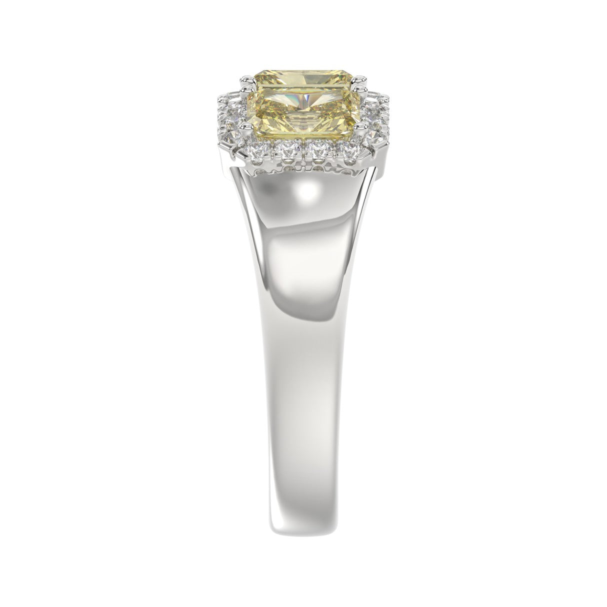 14K WHITE GOLD 1 1/2CT ROUND/YELLOW RADIANT DIAMOND LADIES RING
