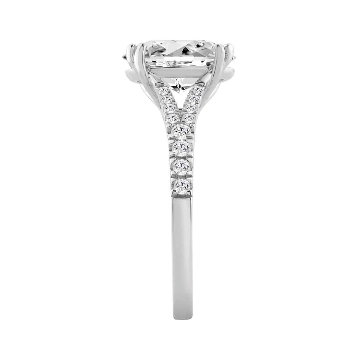 14K WHITE GOLD 2 3/4CT ROUND/OVAL DIAMOND LADIES BRIDAL RING (CENTER STONE OVAL DIAMOND 2 1/2CT)