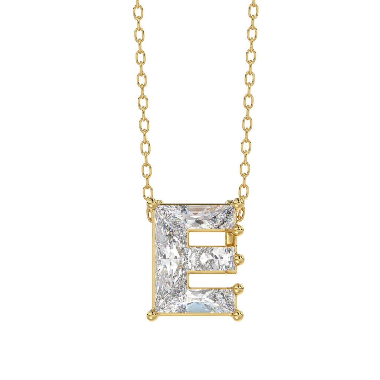 14K YELLOW GOLD 1 1/2CT FANCY CUT ALPHABET DIAMOND LADIES PENDANT WITH CHAIN