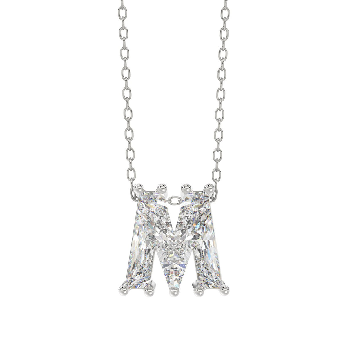 14K WHITE GOLD 1 5/8CT FANCY CUT ALPHABET DIAMOND LADIES PENDANT WITH CHAIN