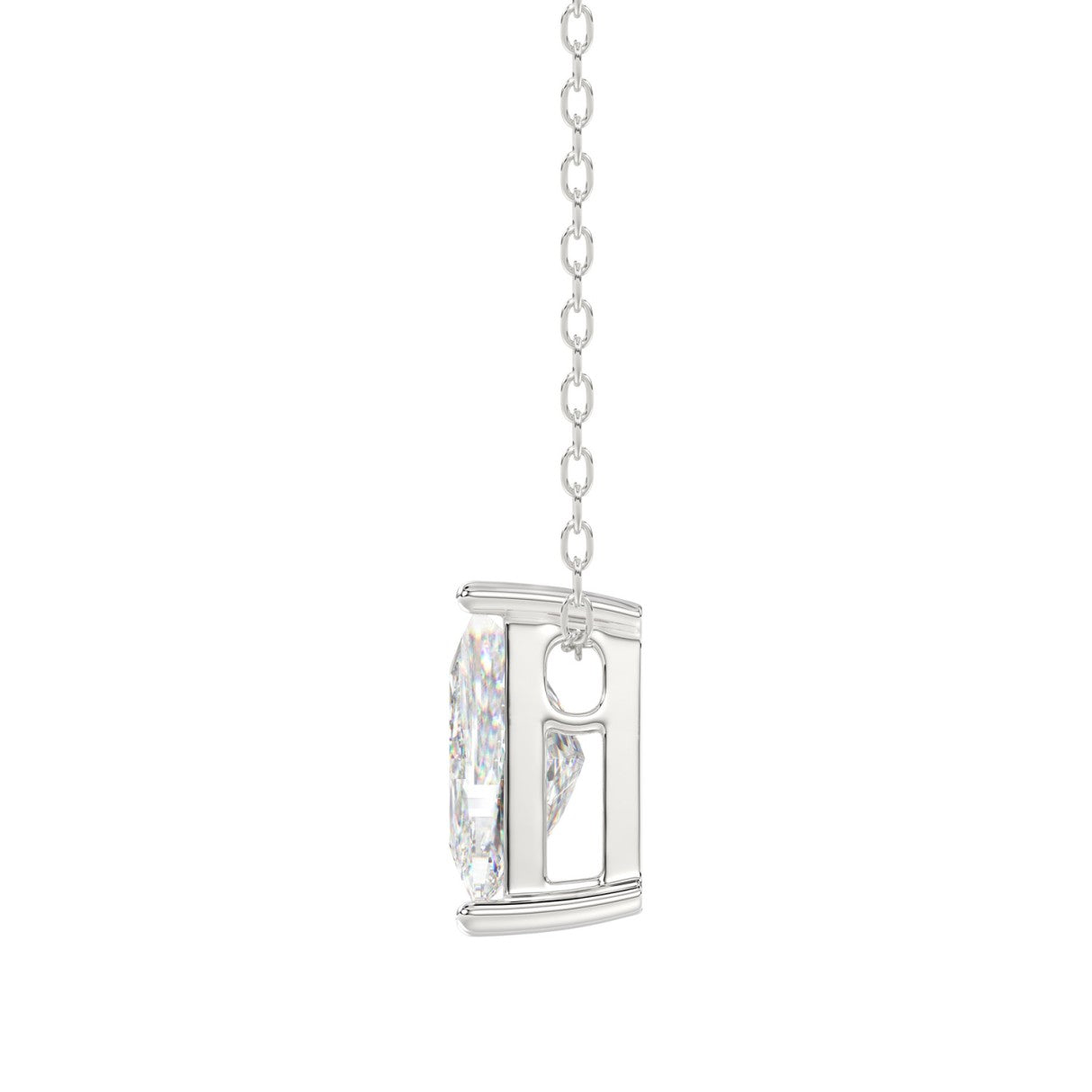 14K WHITE GOLD 1 5/8CT FANCY CUT ALPHABET DIAMOND LADIES PENDANT WITH CHAIN