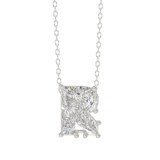 14K WHITE GOLD 1 5/8CT FANCY CUT ALPHABET DIAMOND LADIES PENDANT WITH CHAIN