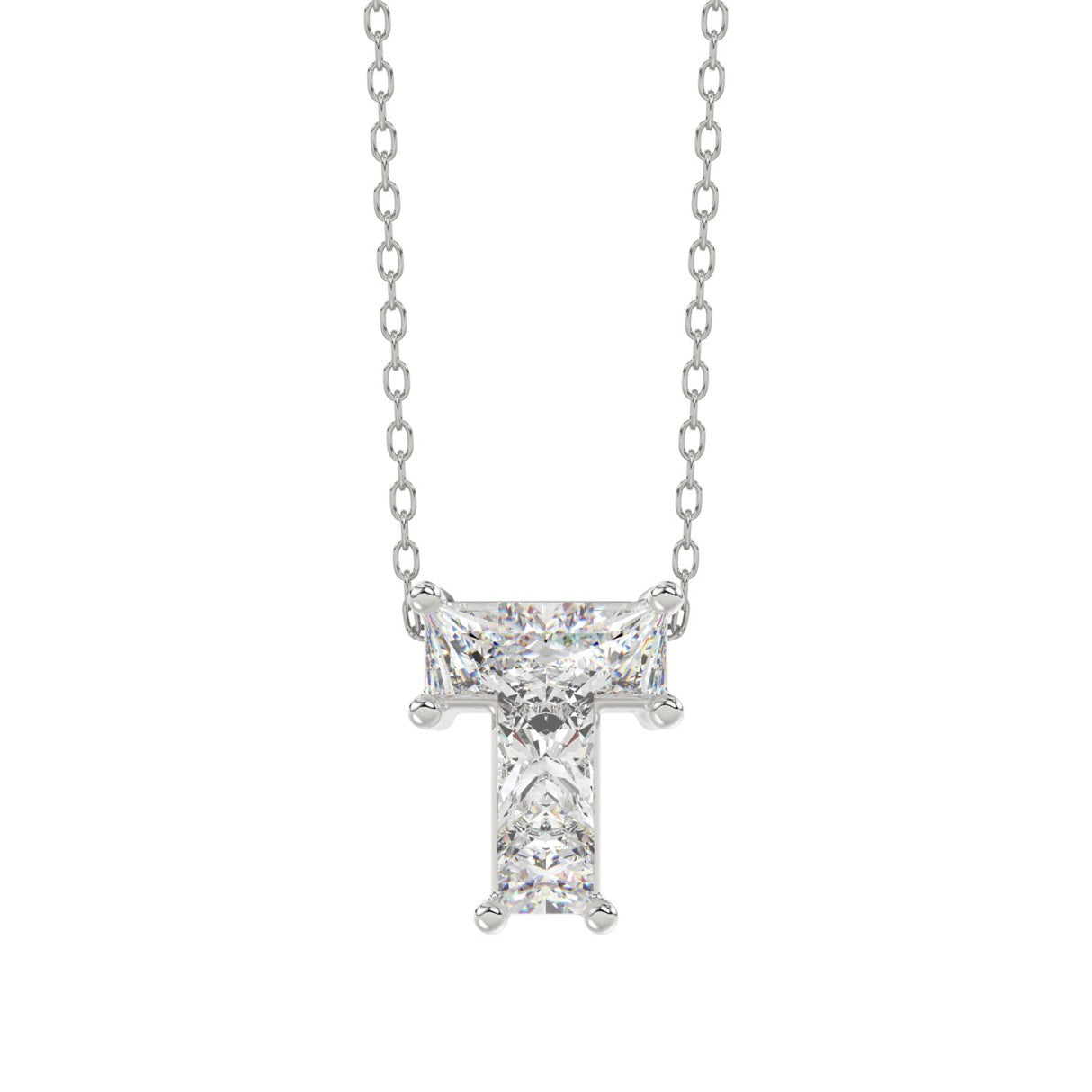 14K WHITE GOLD 1.00CT FANCY CUT ALPHABET DIAMOND LADIES PENDANT WITH CHAIN