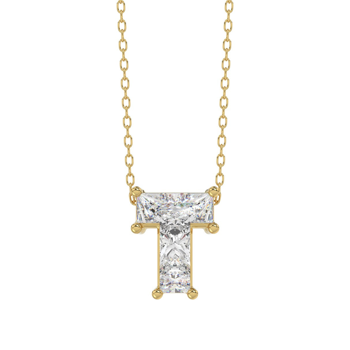 14K YELLOW GOLD 1.00CT FANCY CUT ALPHABET DIAMOND LADIES PENDANT WITH CHAIN