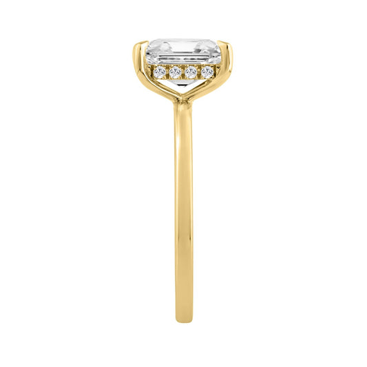 14K YELLOW GOLD 2.00CT ROUND/EMERALD DIAMOND LADIES RING (CENTER STONE EMERALD DIAMOND 2CT)