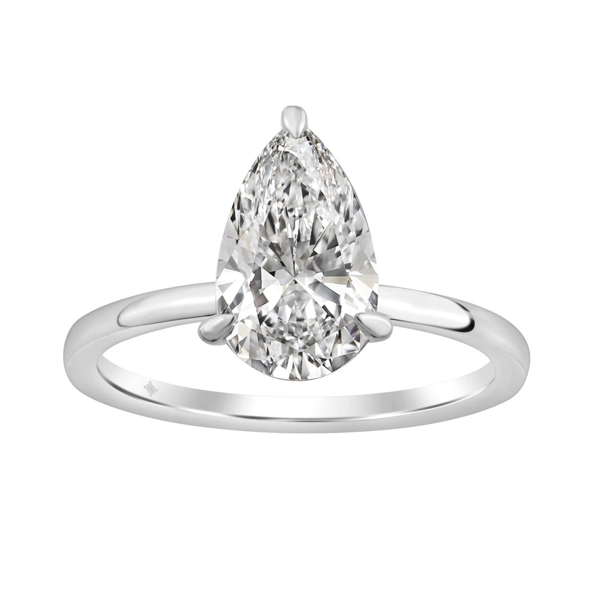 14K WHITE GOLD 2.00CT PEAR/ROUND DIAMOND LADIES RING (CENTER STONE PEAR DIAMOND 2CT)