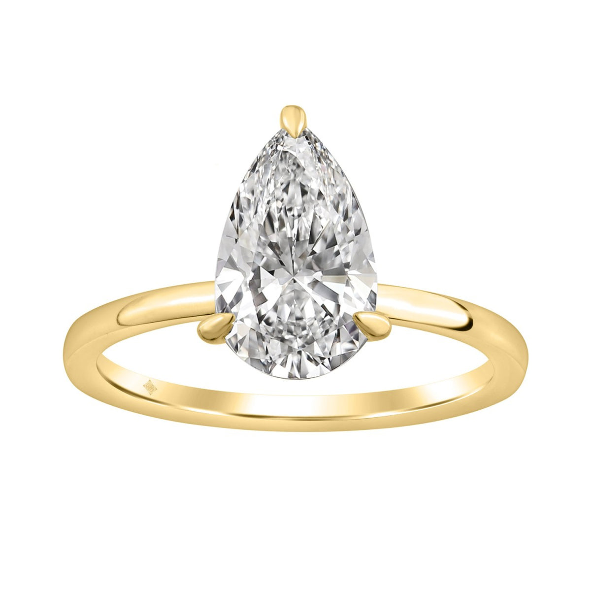 14K YELLOW GOLD 2.00CT PEAR/ROUND DIAMOND LADIES RING (CENTER STONE PEAR DIAMOND 2CT)