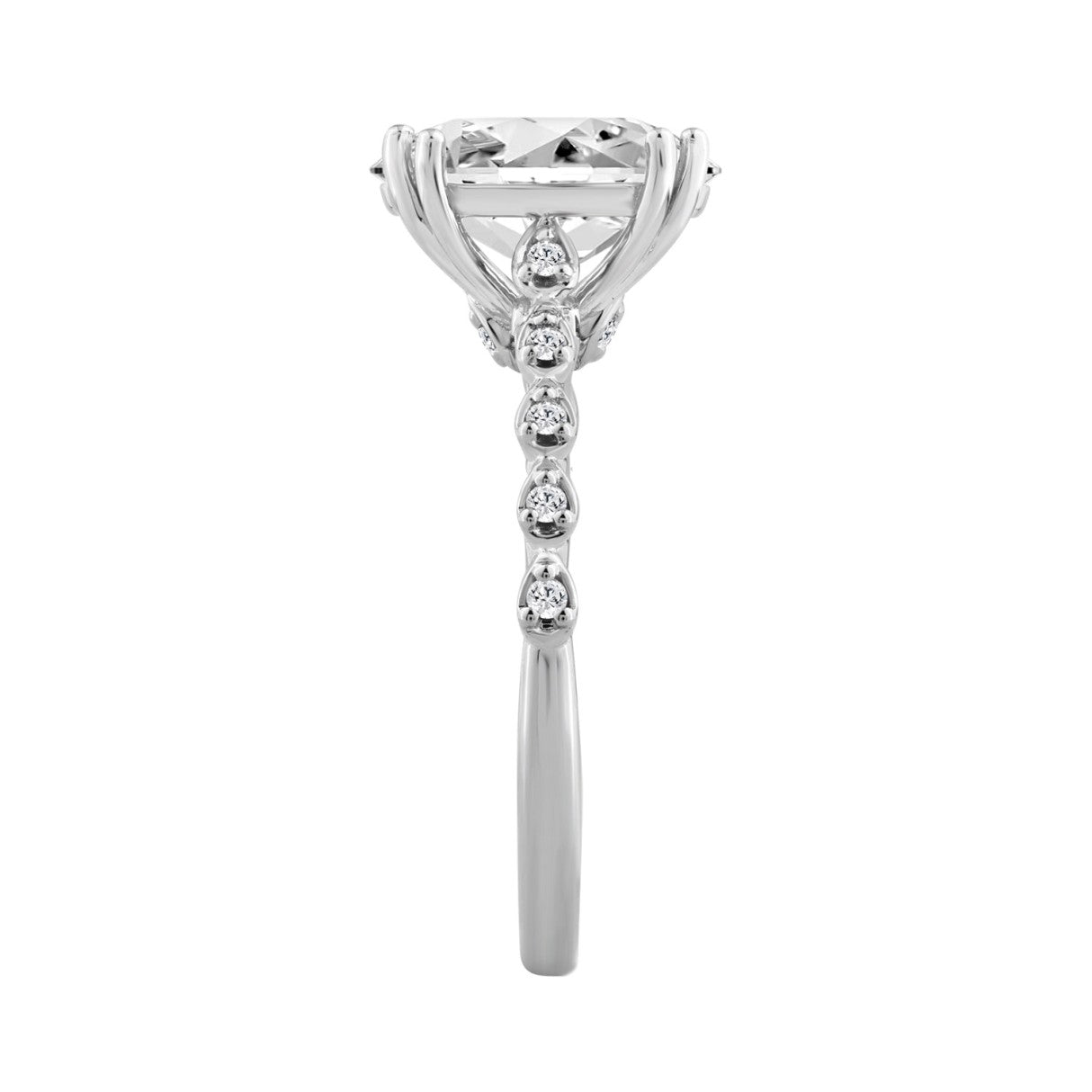 14K WHITE GOLD 3.00CT ROUND/OVAL DIAMOND LADIES RING (CENTER STONE OVAL DIAMOND 3CT)