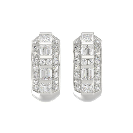 14K WHITE GOLD 1.00CT ROUND/PRINCESS/BAGUETTE DIAMOND LADIES EARRINGS