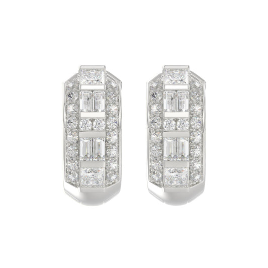 14K WHITE GOLD 1.00CT ROUND/PRINCESS/BAGUETTE DIAMOND LADIES EARRINGS