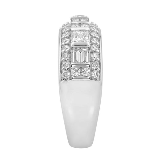 14K WHITE GOLD 1 1/4CT ROUND/BAGUETTE/PRINCESS DIAMOND LADIES BAND