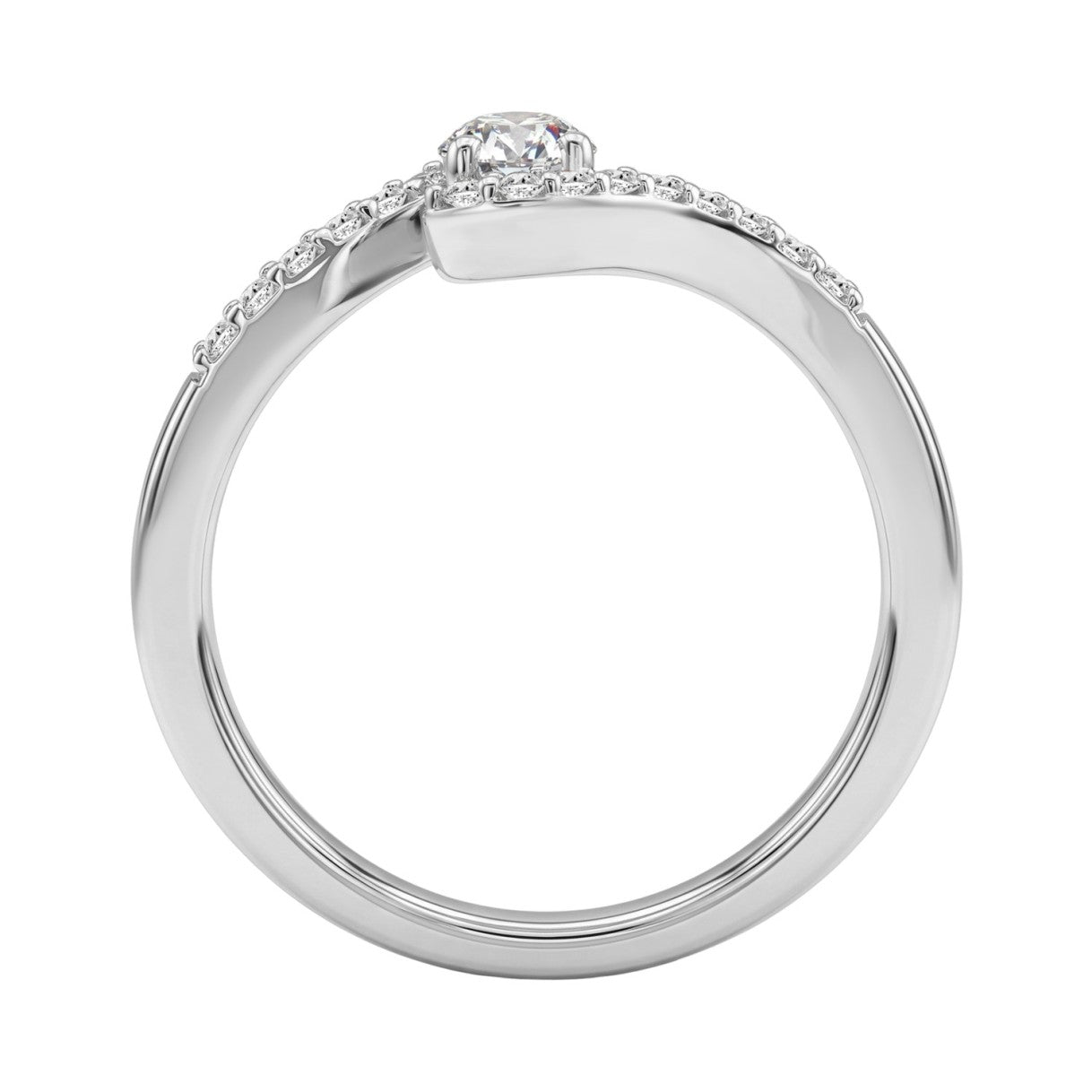 10K White Gold 3/8Ct Pear & Round Cut Diamond Engagement Ring 1/4Ct Pear Center Stone Ladies Fashion Bridal Ring (Color F-G -Clarity Vs1/Vs2)