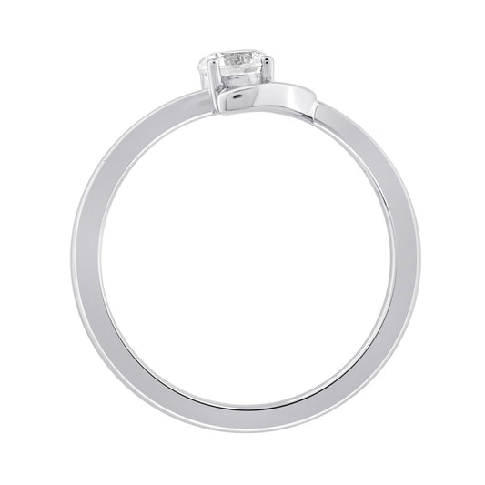 Elegant 10K White Gold Round Diamond Engagement Ring 3/8Ct Ladies Fashion Ring (Color F-G -Clarity Vs1/Vs2)