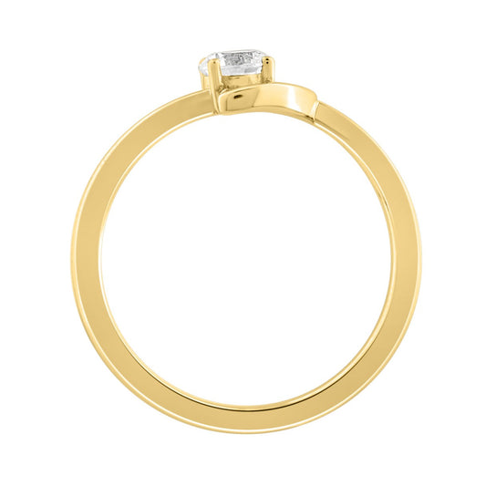 Elegant 10K Yellow Gold Round Diamond Engagement Ring 3/8Ct Ladies Fashion Ring (Color F-G -Clarity Vs1/Vs2)