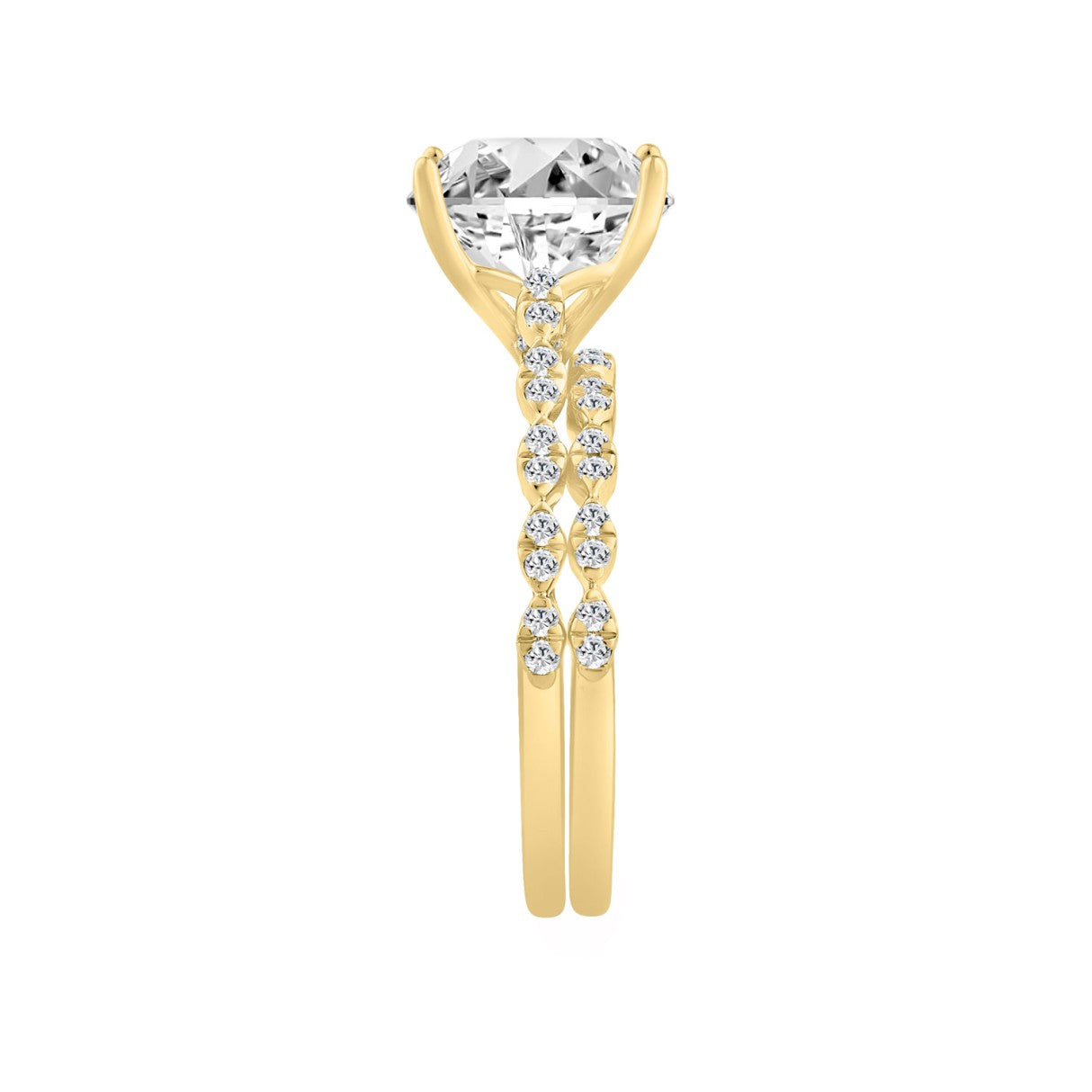 14K YELLOW GOLD 3 1/3CT ROUND DIAMOND LADIES BRIDAL SET (CENTER STONE ROUND DIAMOND 3CT)