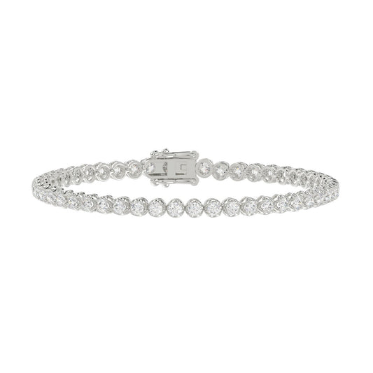 14K WHITE GOLD 3.00CT ROUND DIAMOND LADIES BRACELET 