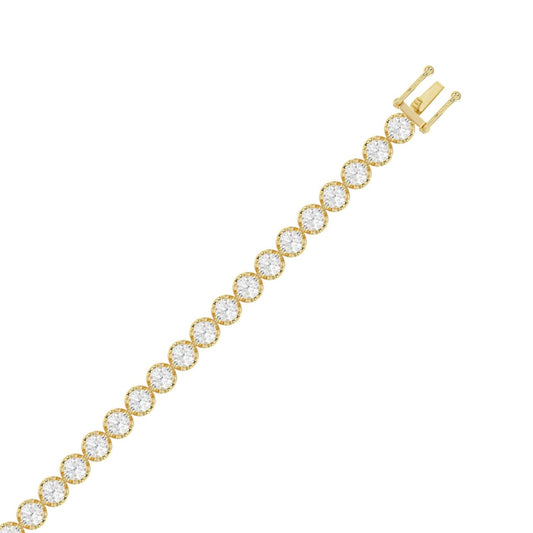 Luxury 14K Yellow Gold Round Diamond Tennis Bracelet 10.00 Ct Elegant Women Jewelry (Color F-G -Clarity Vs1/Vs2)