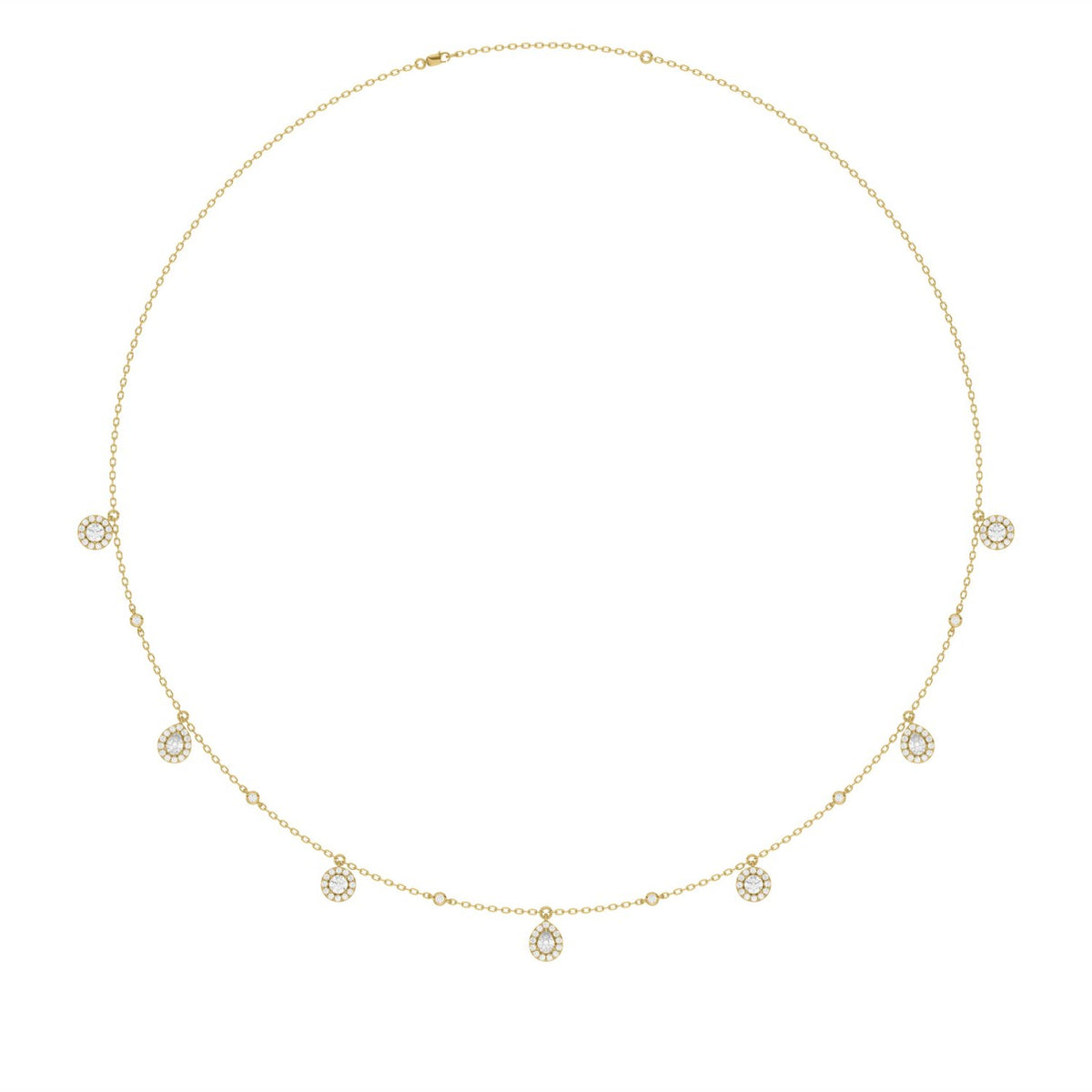 14K YELLOW GOLD 1.00CT ROUND/PEAR DIAMOND LADIES NECKLACE