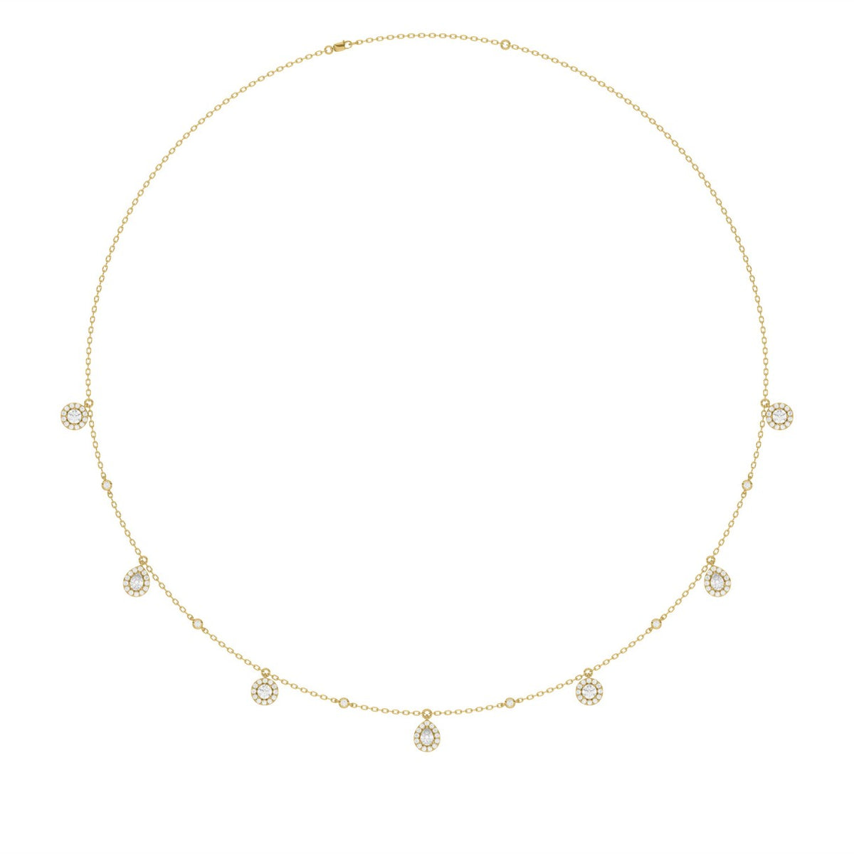 14K YELLOW GOLD 1.00CT ROUND/PEAR DIAMOND LADIES NECKLACE