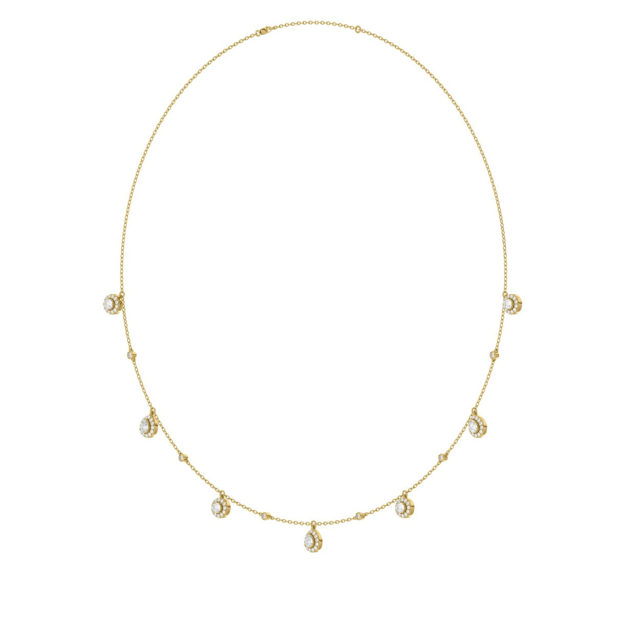 14K YELLOW GOLD 1.00CT ROUND/PEAR DIAMOND LADIES NECKLACE