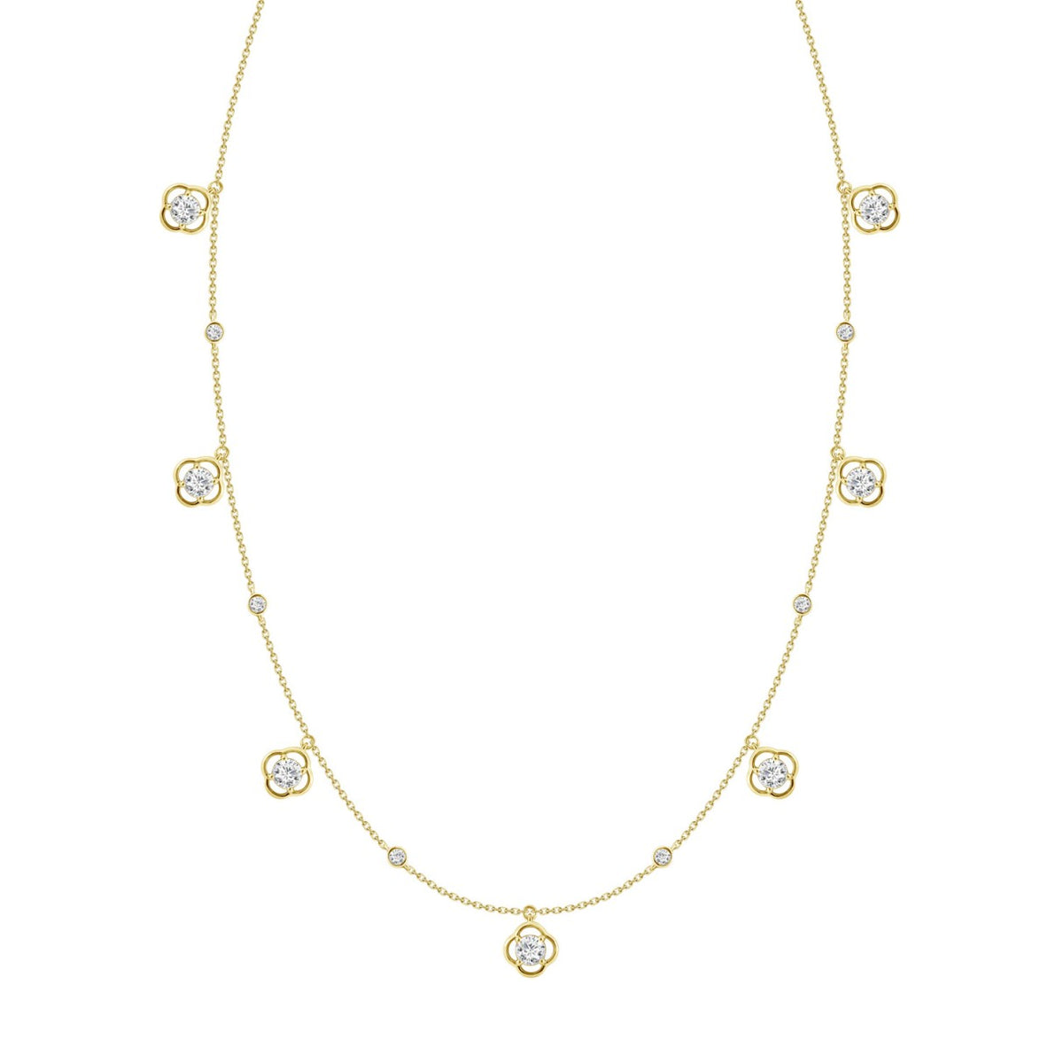 14K YELLOW GOLD 1 1/2CT ROUND DIAMOND LADIES NECKLACE
