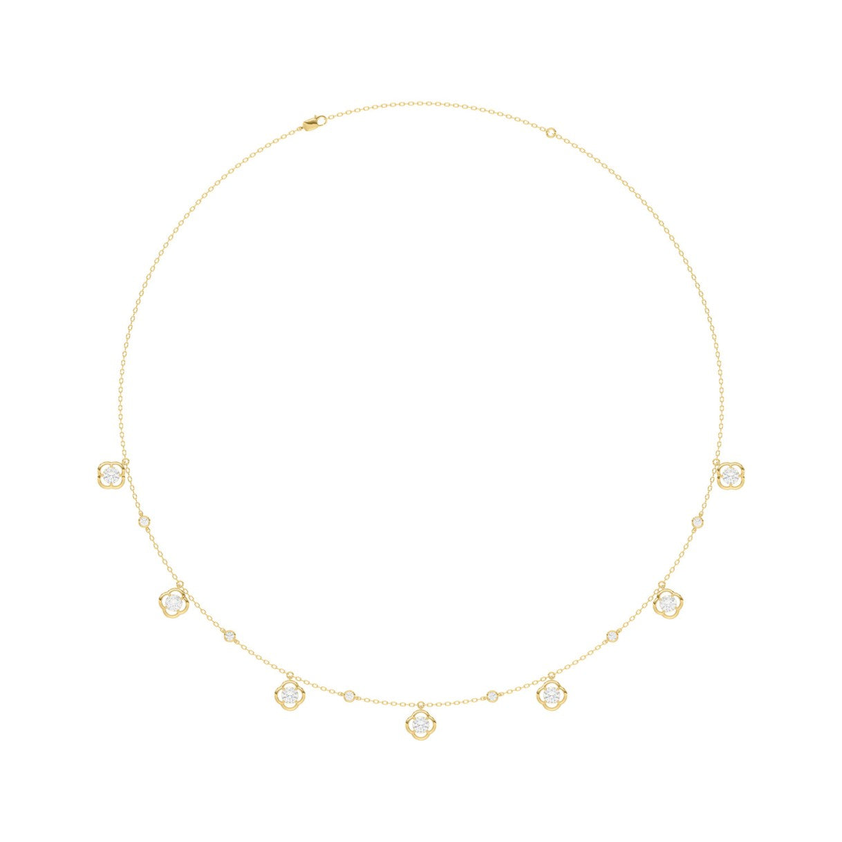 14K YELLOW GOLD 1 1/2CT ROUND DIAMOND LADIES NECKLACE