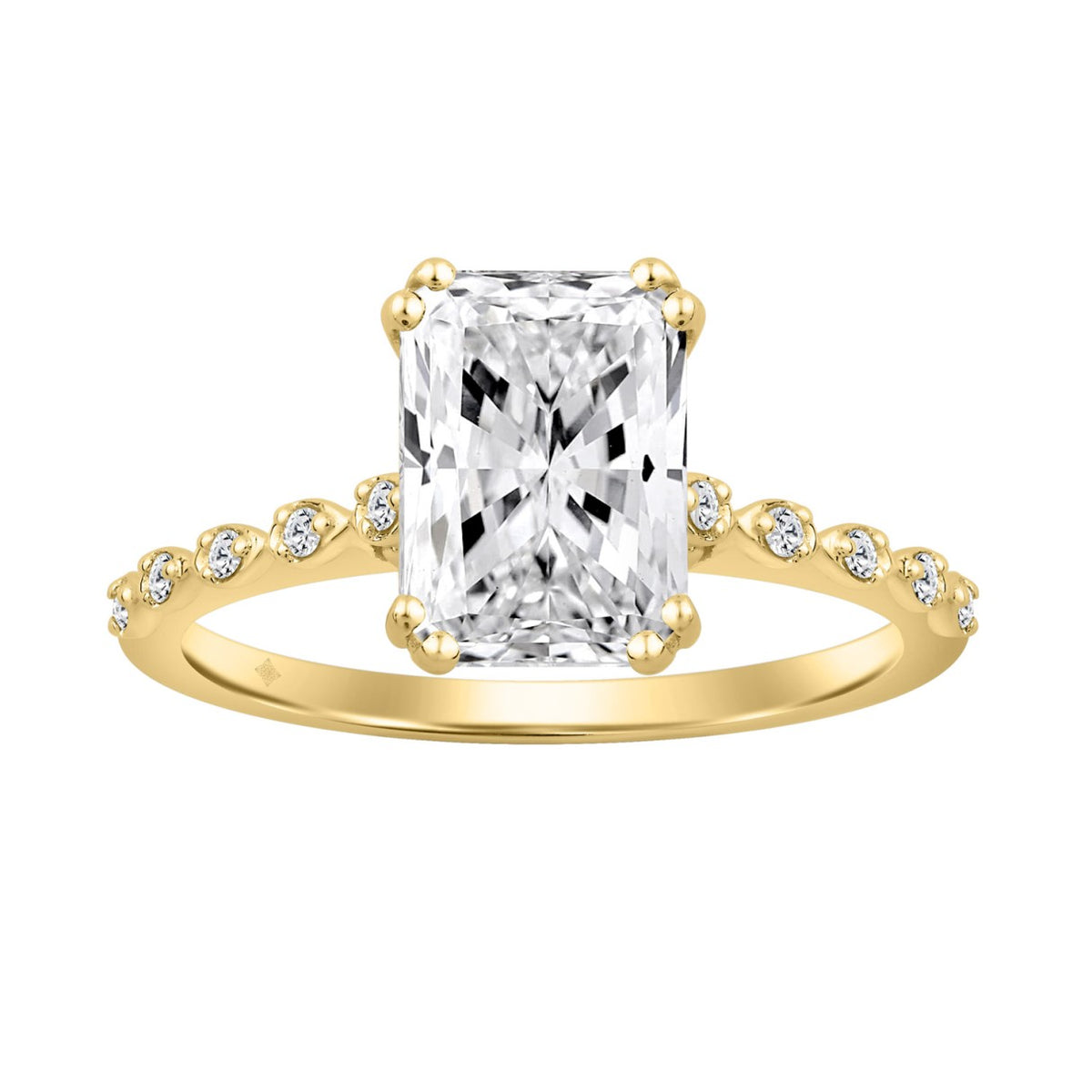 14K  YELLOW GOLD 3.00CT ROUND/RADIANT DIAMOND LADIES RING (CENTER STONE RADIANT DIAMOND 3CT)