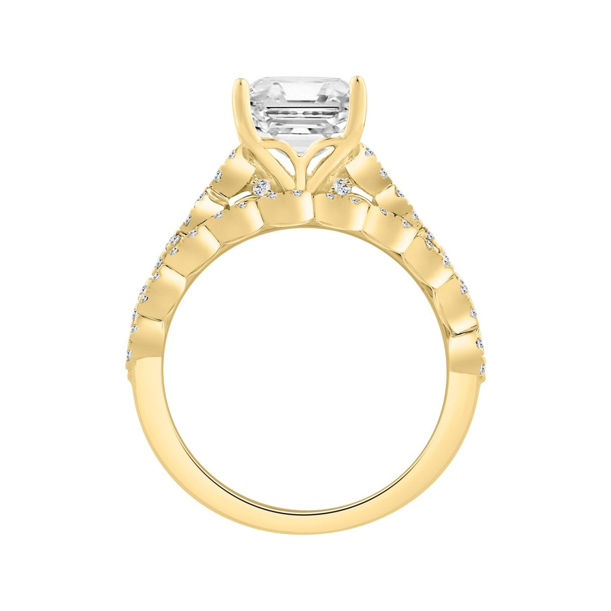 14K YELLOW GOLD 3 1/3CT ROUND/CUSHION DIAMOND LADIES BRIDAL SET (CENTER STONE CUSHION DIAMOND 3CT)