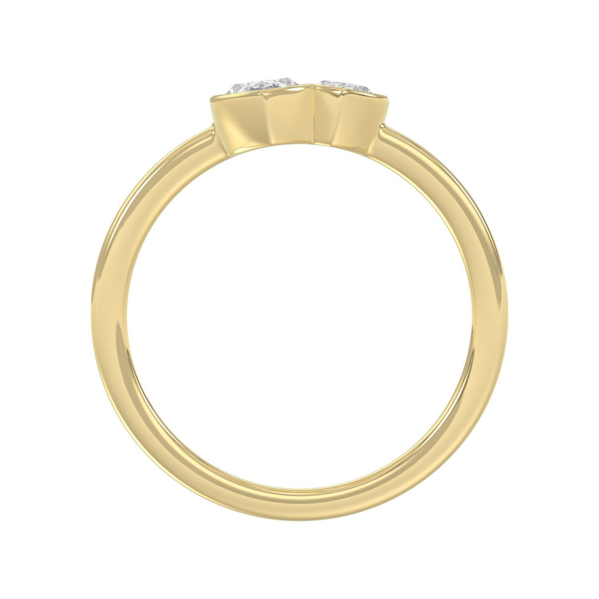 Elegant ColleCTions Linked Hearts Ladies Ring 10K Yellow Gold 3/4CT Marquise Lab Grown Diamond (Color F-G -Clarity VS1/VS2)