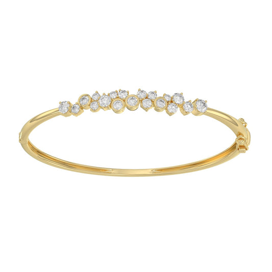 14K Yellow Gold Ladies Flexible Bangle 1 3/4CT Round Cut Diamonds  (Color F-G -Clarity VS1/VS2)