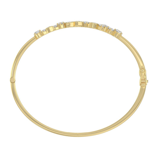 14K Yellow Gold Ladies Flexible Bangle 1 3/4CT Round Cut Diamonds  (Color F-G -Clarity VS1/VS2)