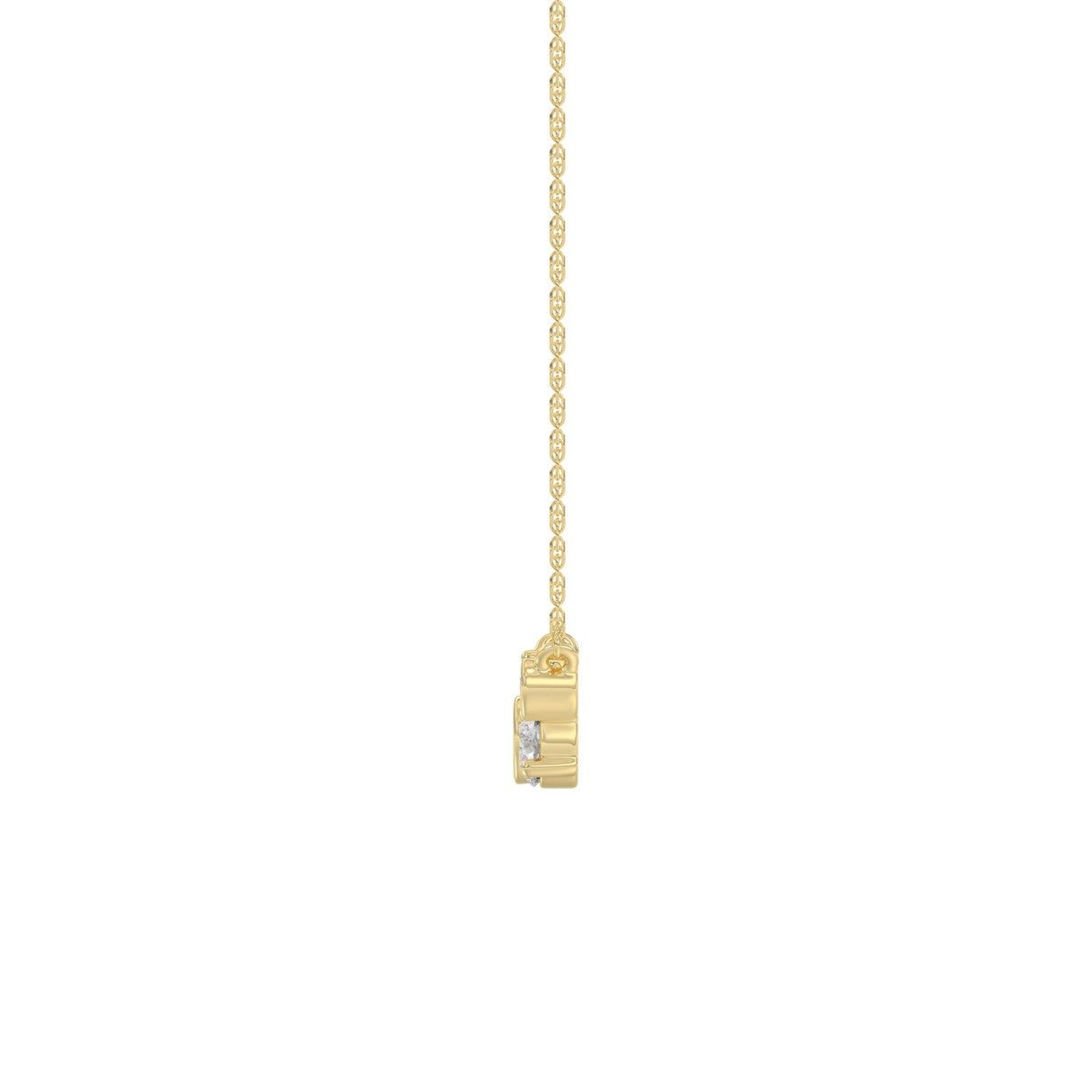 Elegant Ladies 10K Yellow Gold 1/2CT Round Lab Grown five stone Diamond Fancy Bezel set Necklace  (Color F-G -Clarity VS1/VS2)