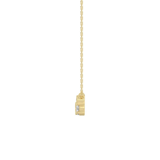 Elegant Ladies 10K Yellow Gold 1/2CT Round Lab Grown five stone Diamond Fancy Bezel set Necklace  (Color F-G -Clarity VS1/VS2)