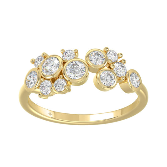 Classic 10K Yellow Gold  Round Lab Grown Diamond Ladies Fashion  Ring 3/4Ct (Color F-G -Clarity Vs1/Vs2)