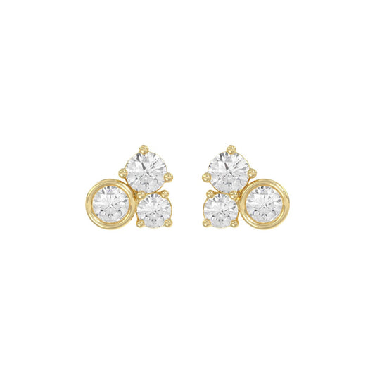Classic 10K Yellow Gold  Round Lab Grown Diamond Ladies Fashion Earring 3/4Ct (Color F-G -Clarity Vs1/Vs2)