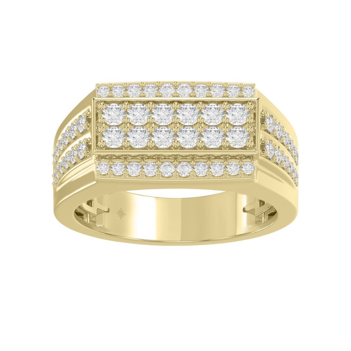 14K YELLOW GOLD 1.00CT ROUND DIAMOND MEN'S RING 