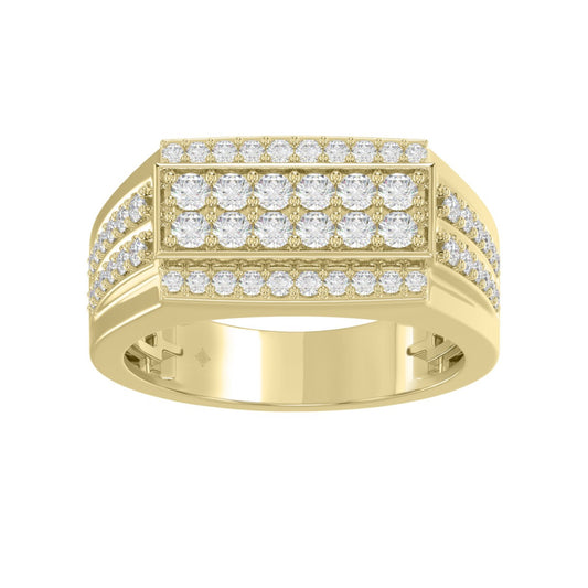 14K YELLOW GOLD 1.00CT ROUND DIAMOND MEN'S RING 